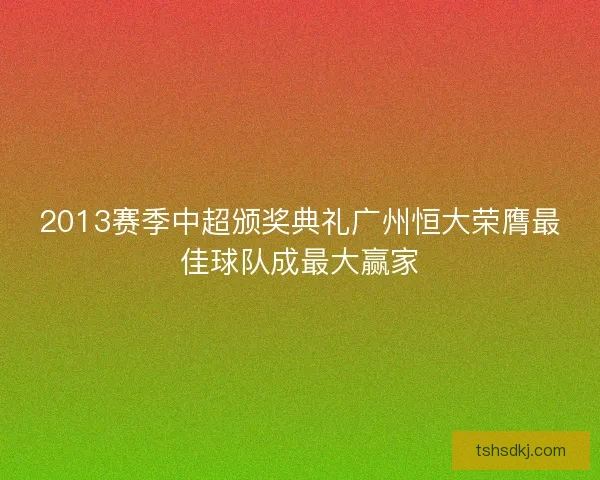 2013赛季中超颁奖典礼广州恒大荣膺最佳球队成最大赢家