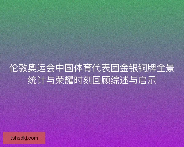 伦敦奥运会中国体育代表团金银铜牌全景统计与荣耀时刻回顾综述与启示