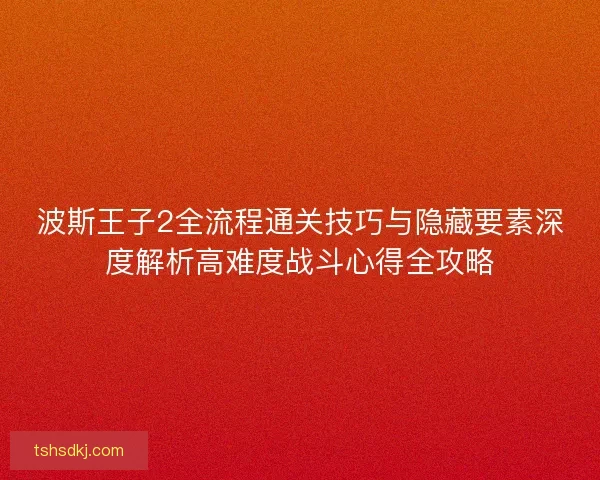 波斯王子2全流程通关技巧与隐藏要素深度解析高难度战斗心得全攻略