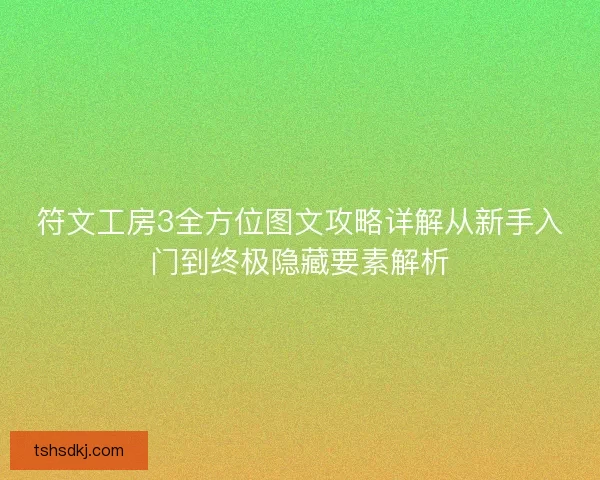 符文工房3全方位图文攻略详解从新手入门到终极隐藏要素解析 符文工房3全方位图文攻略详解从新手入门到终极隐藏要素解析